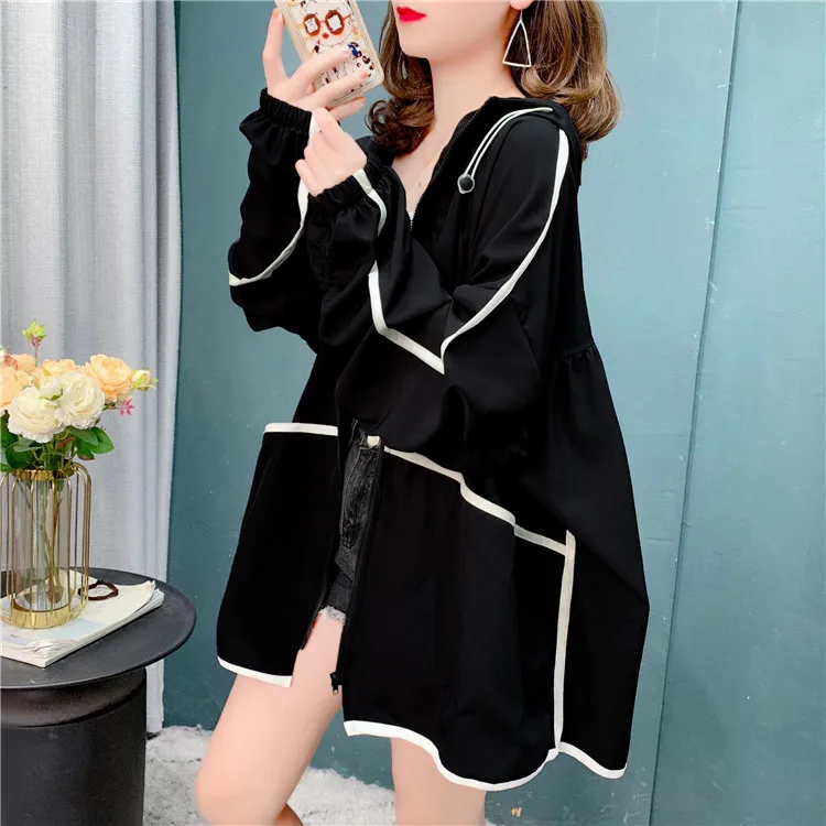 Women's Summer Loose Fit Sun Protection Shirt Thin Breathable Lightweight Long Sleeve Zipper Closure Casual Outerwear