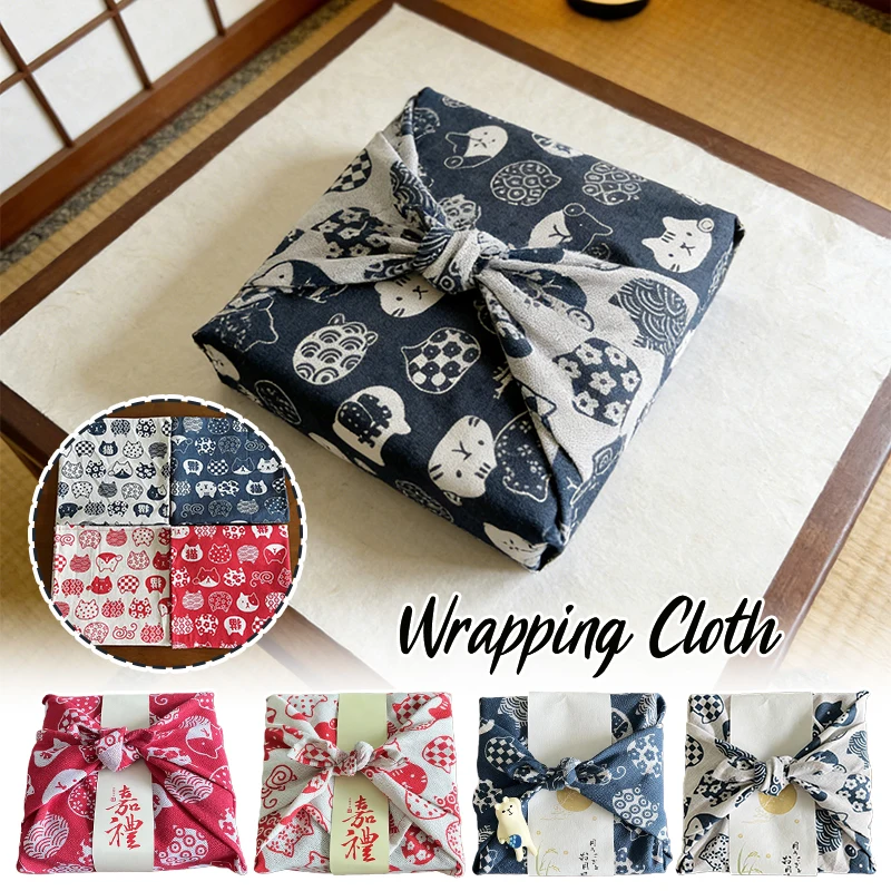 90x90cm/70x70cm Japanese Style Handkerchief Furoshiki Bento Wrapping Cloth New Year Festival Gift Package Towel Kerchief