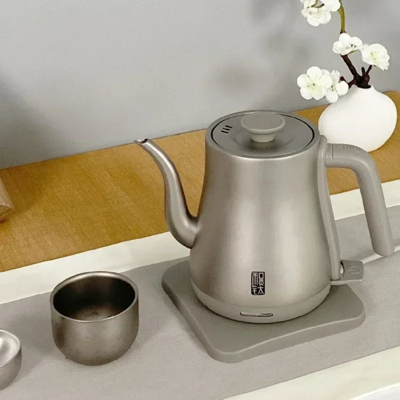 純チタン製電気ケトル,長くて細かい口,家庭用ティーポット,サモワール,220V, 1リットル