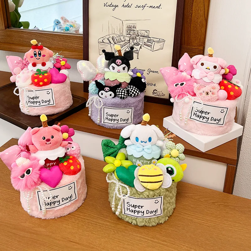 

Kawaii Sanrio Kuromi Hello Kitty Plush Flower Doll Bouquet Cartoon Cute Star Kirby Christmas Girlfriend Birthday Girls Gift Toys