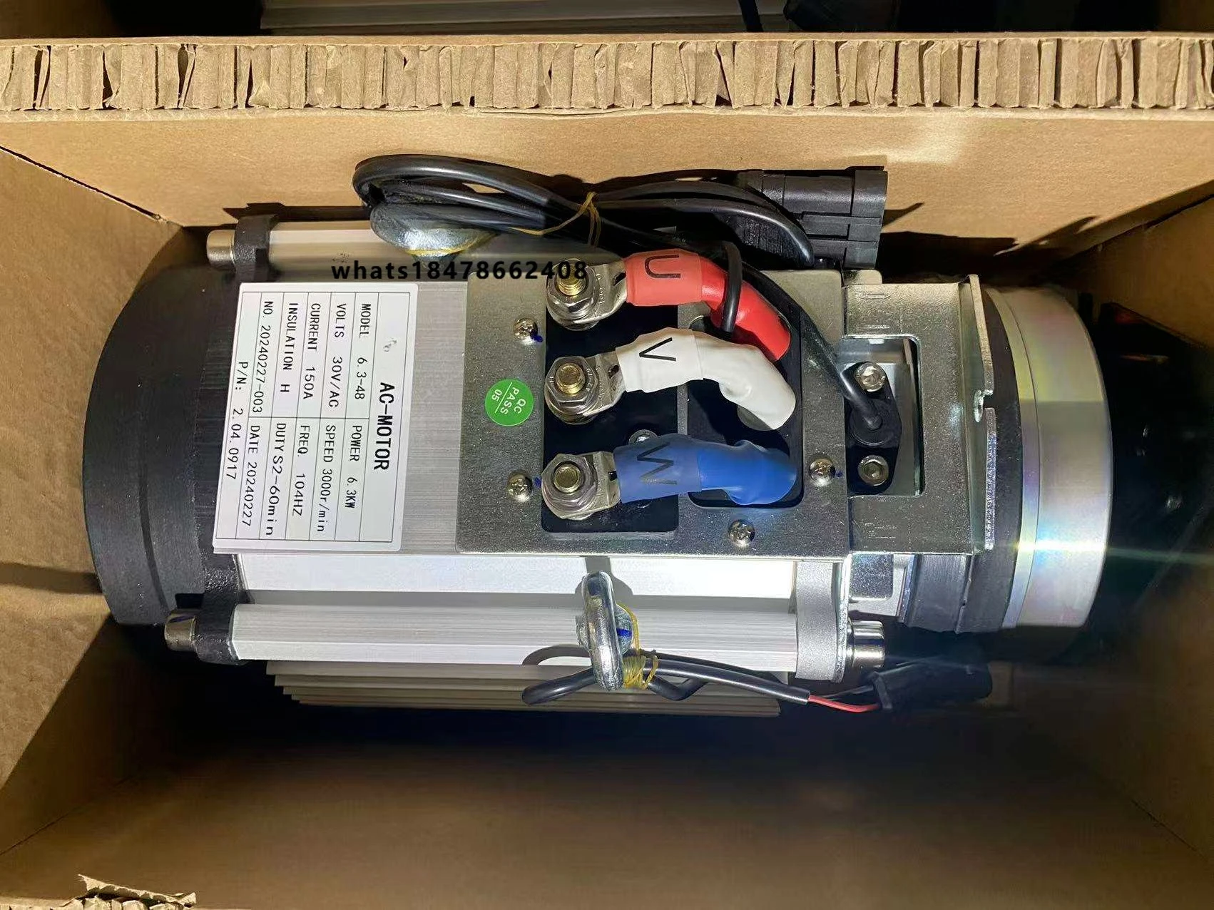 

AC Motor Conversion Kit, Electric Vehicle AC Motor 6.3-48 High Speed 3000RPM 30V 6.3KW for Golf Cart