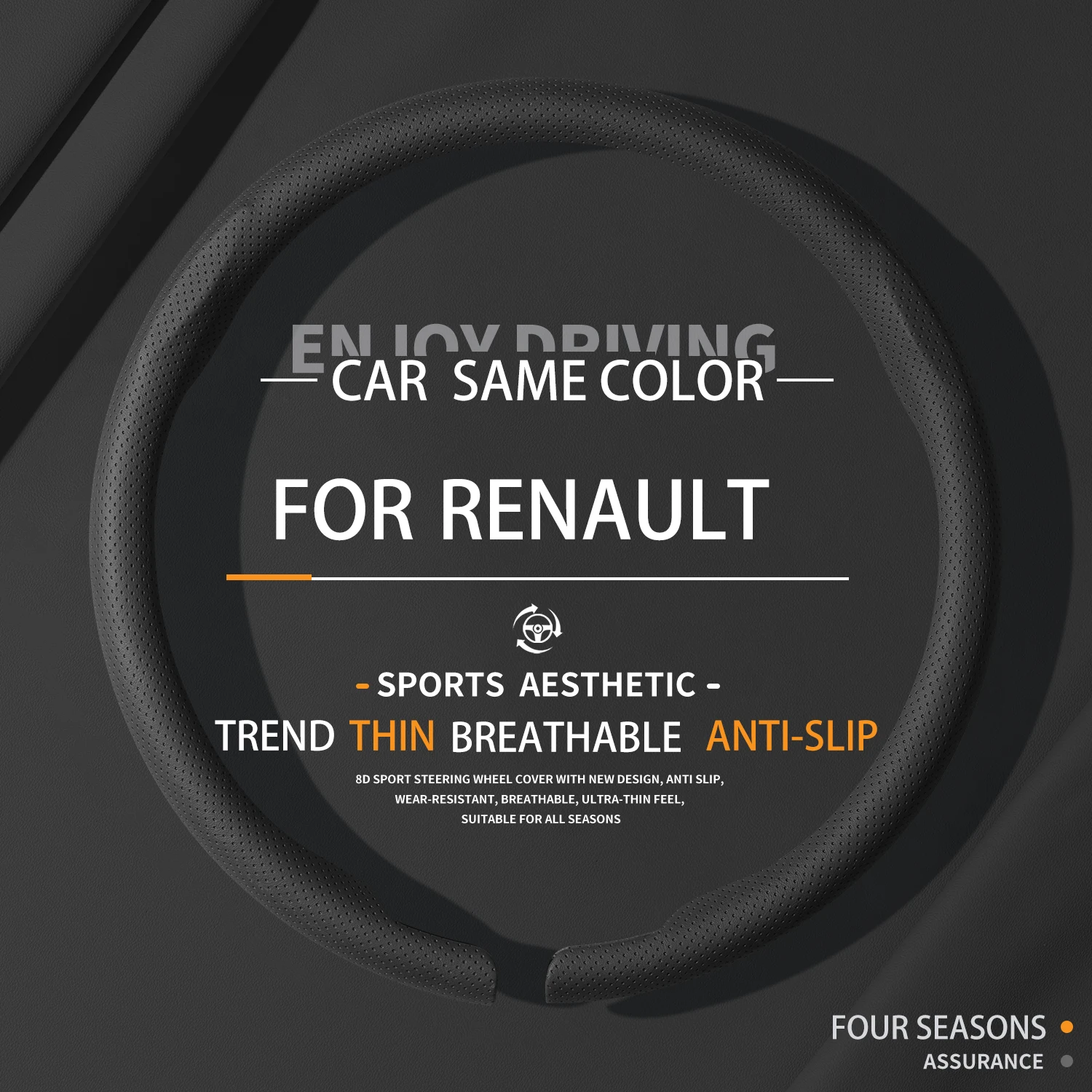 

NEW Nappa Texture Steering Wheel Cover Wrapper Suitable For RENAULT Kadjar/Koleos/Captur/Fluence/Mégane All-Season Comfort Cover