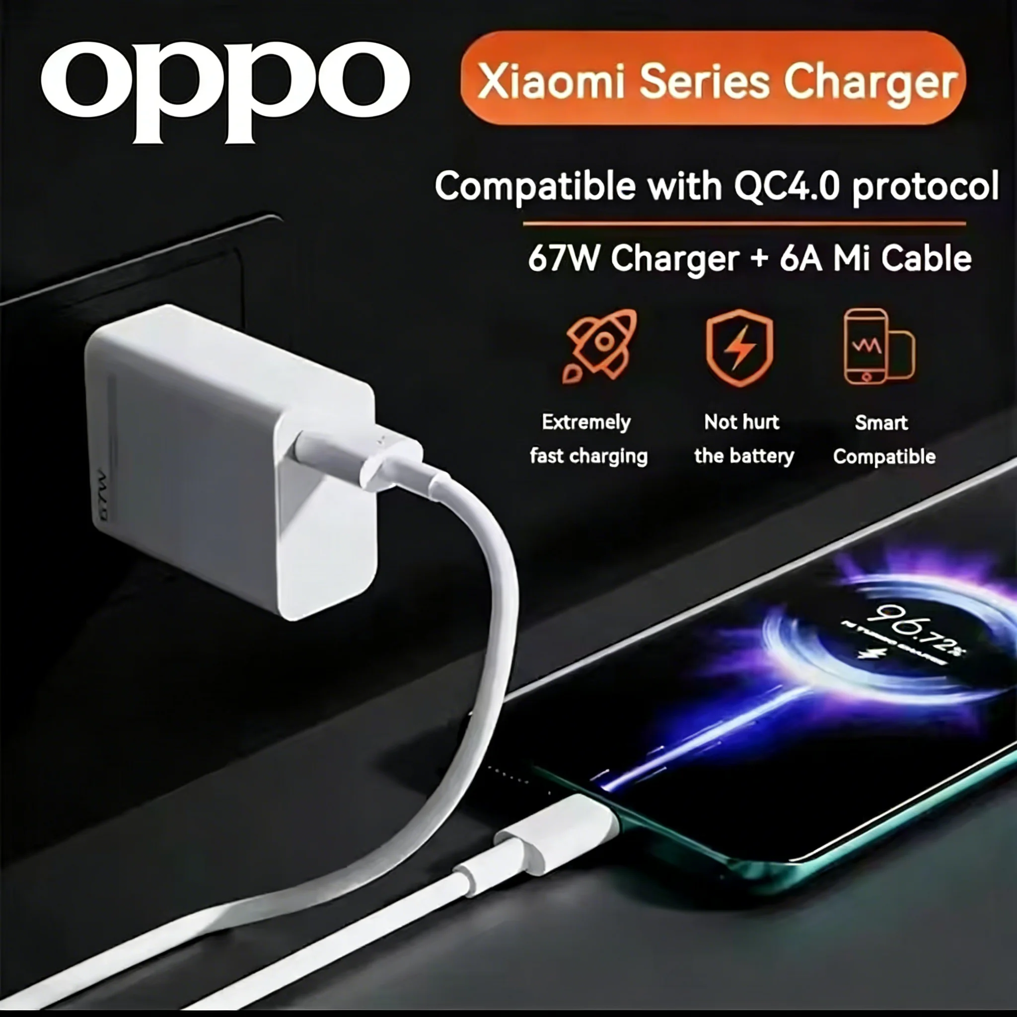 NEW Original  Fast Charger Set EU Standard Type C Adapter Data Cable For OPPO FOR  Xiaomi Smartphones Tablet Devices cable saver