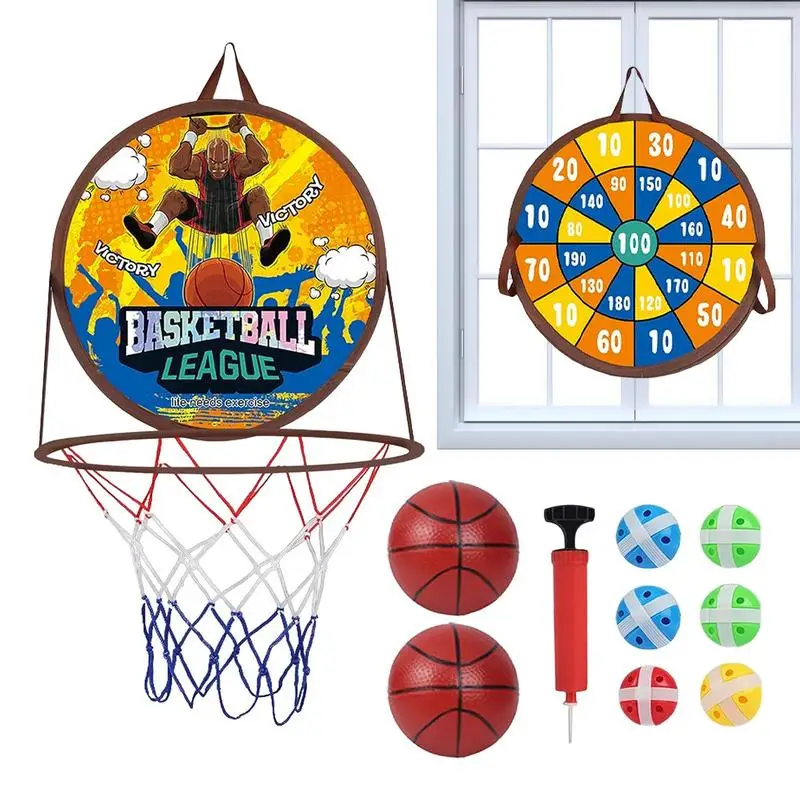 

Toddler Basketball Hoop Soft Cloth Basketball Hoop Dart Board For Kids 2 In 1 Foldable Portable Multifunctional Training Toys