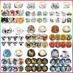 CHENISTORY 8Pcs/Set DIY Diamond Painting Coaster Cup Mat Pad Animal Diamond Embroidery Round Coasters Placemat Home Kitchen