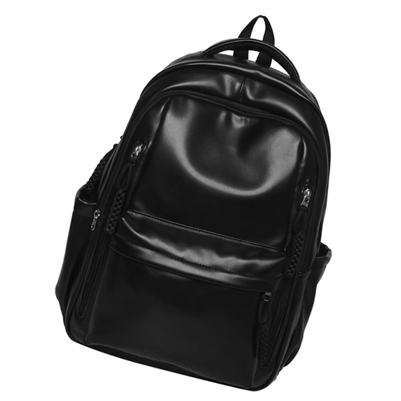 Casual Travel Backpack Soft PU Leather Large Daypack for Students and Commuters