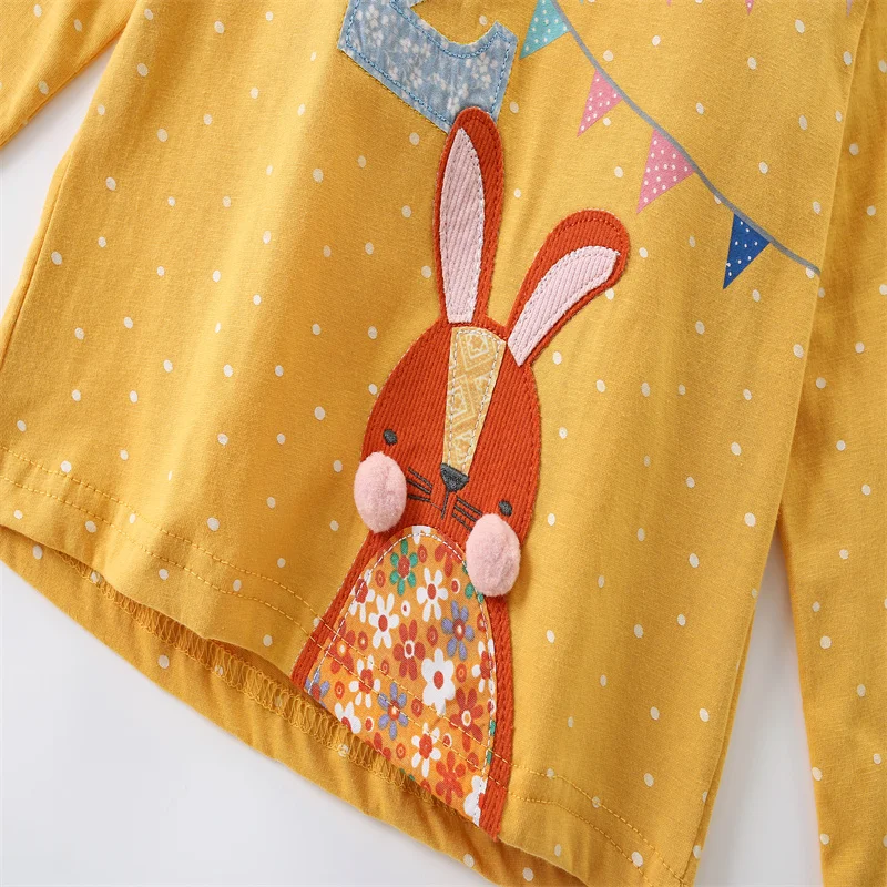 Jumping Meters 2-7T Hot Animals Embroidery Long Sleeve Girls T Shirts Kids Autumn Spring Kids Clothes Fashion Toddler Shirts