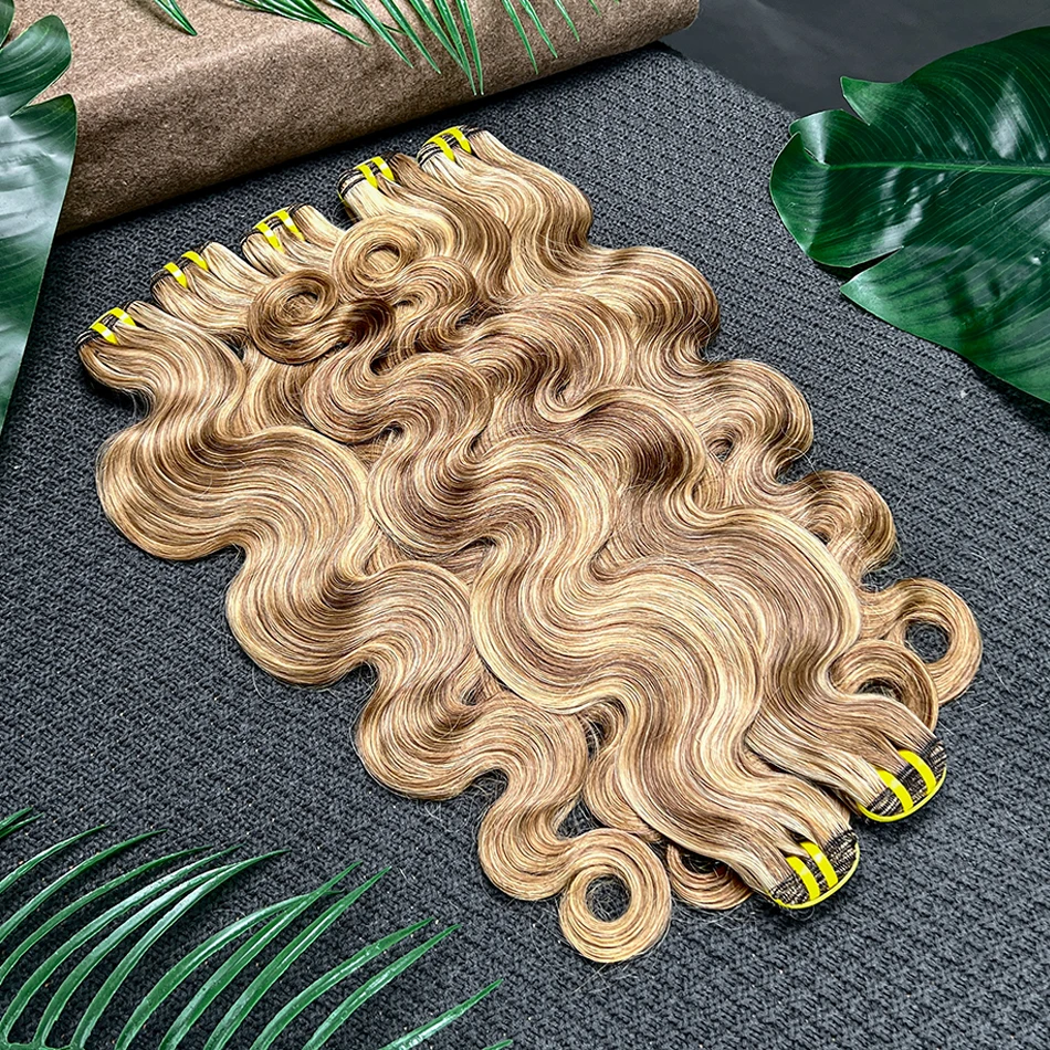 الجسم موجة P4/27 تسليط الضوء على حزم الشعر البشري الملون 100 جرام 100% الخام شعر بشري لعذراء النسيج ملحقات 1/2/3/4 حزم