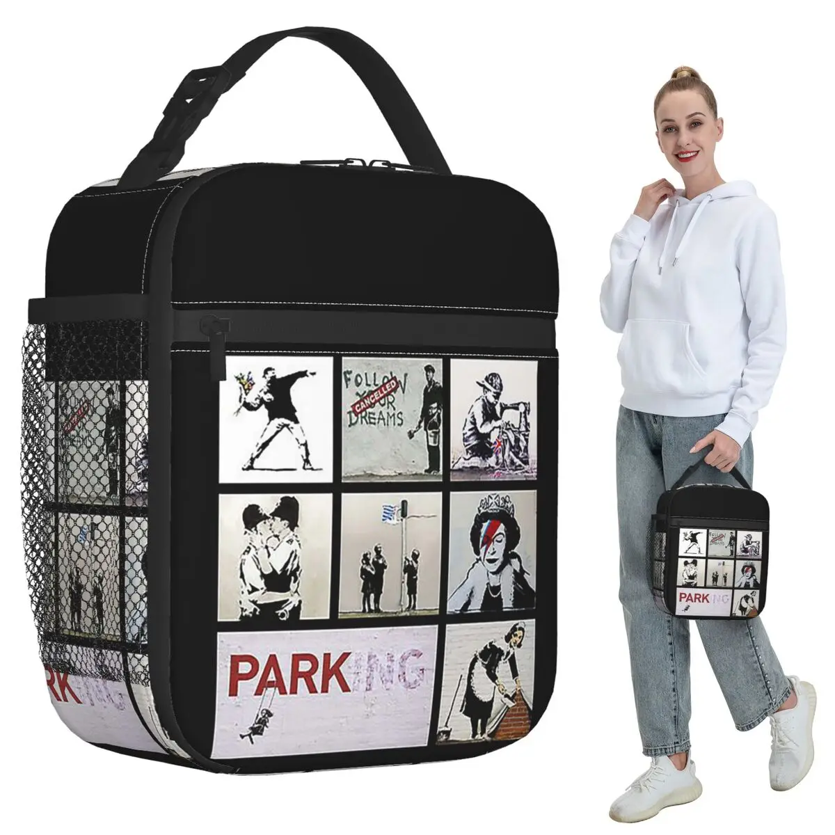 Banksy Montage 01 Various Banksy Artwork Insulated Lunch Bag for Women Office Cooler Thermal Food Box Tote Lunch Boxes Container