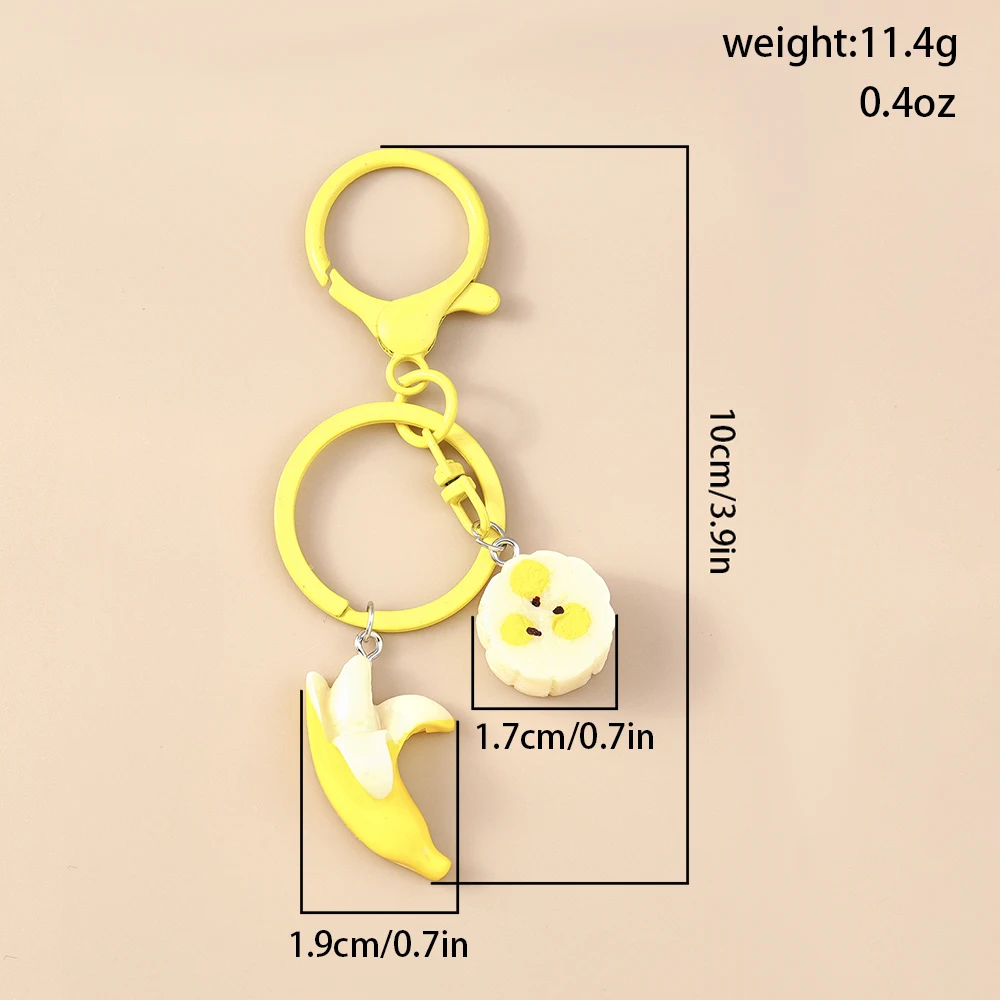 Niedlicher Mandarinen-Bananen-Schlüsselanhänger für Autoschlüssel, Souvenir, Geschenke, Damen, Herren, Handtasche, hängende Schlüsselanhänger, Zubehör, DIY-Schmuckzubehör – Detail 4