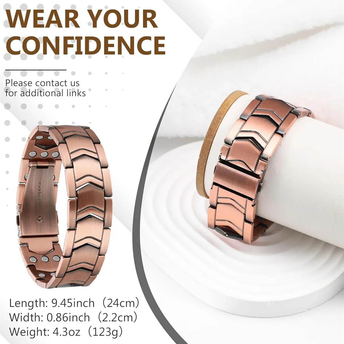 Bracciale in Rame Magnetico con magneti Extra Forti 1200 Gauss per (i7k