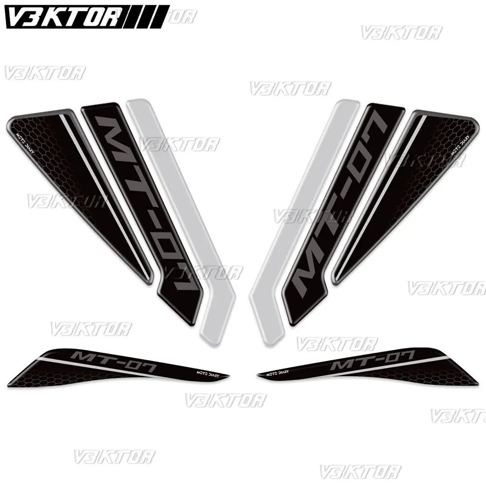 3D Resin Motorcycle Fuel Tank Protection Sticker Fairing Decals For MT07 MT-07 MT 07 2021-2024 2023 2022