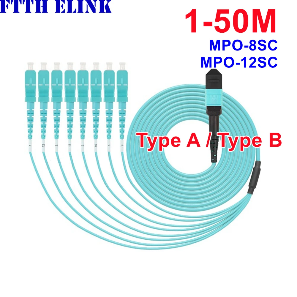 

MPO-SC Патч-корд OM3 8 ядер, 12 ядер, 1-50 м, 10 м, 20 м MTP-8SC, прорыв волокна 12SC, тип B, тип A, 8C, 12C, FTTH ELINK 24 ядра