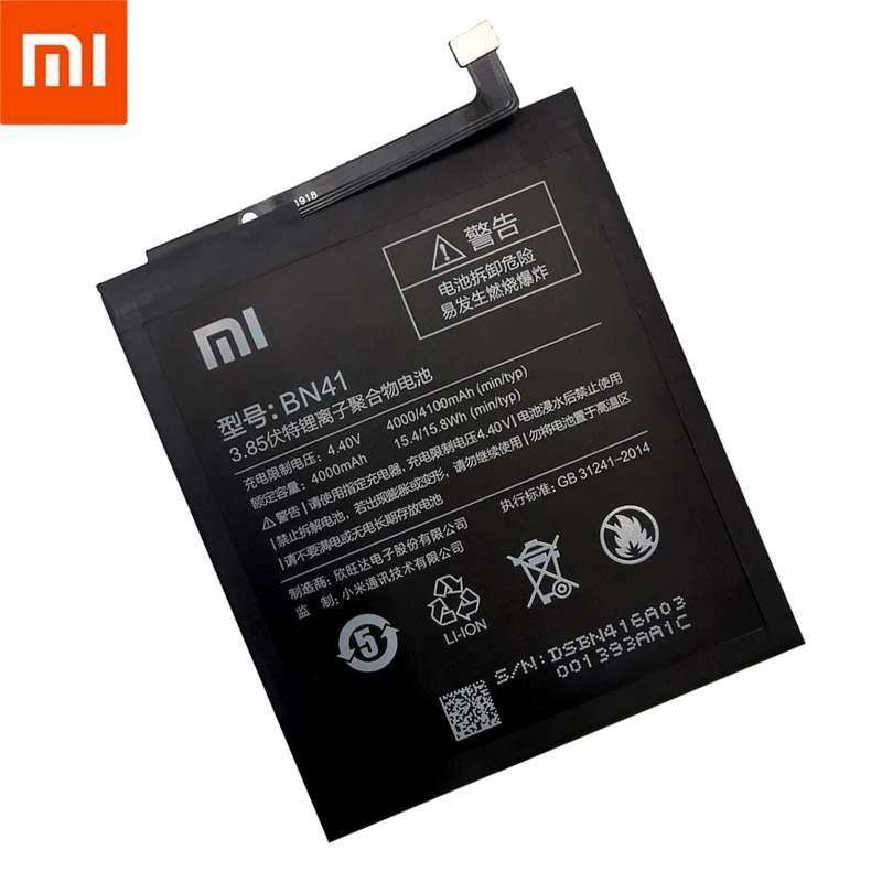 Original Xiaomi Redmi Note 4 Battery BN41 4100mAh for Hongmi Note 4 / Redmi Note 4X MTK Helio X20 High Quality BN41 Battery