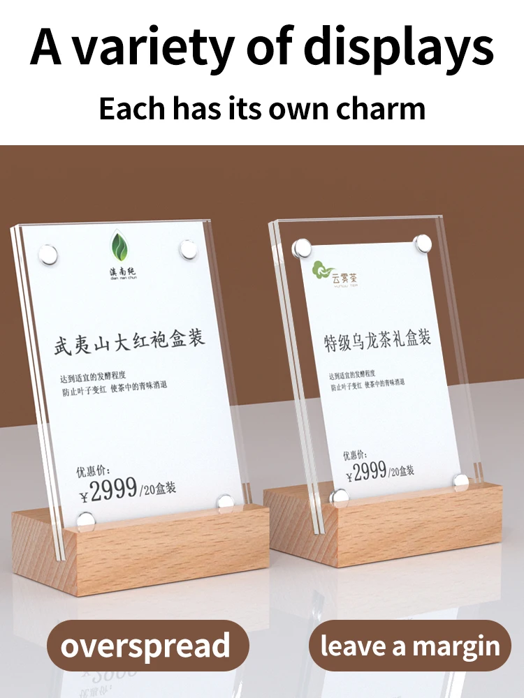 5pcs Acrylic Display Stand Commodity Advertising Desktop Card Transparent Price Table Board Table Price Sign Seat Price Card Cus