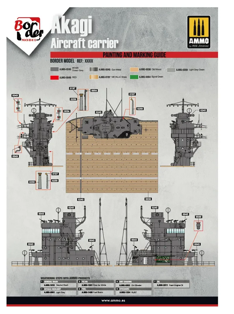 Border Model BS-002 Akagi Bridge met Flight Deck en Bridge Lighting Group 1/35 schaal assemblagemodelset