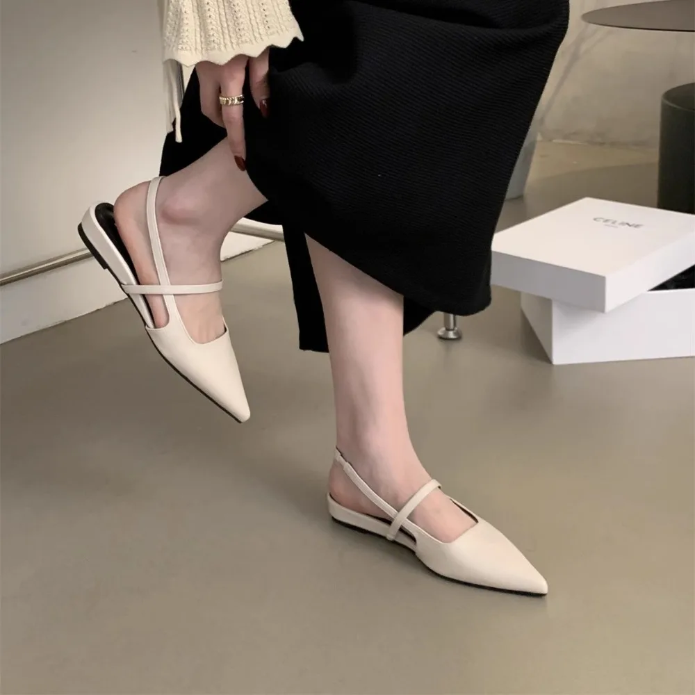 جديد النساء الصنادل أحذية أشار تو 2025 ربيع الموضة الأحذية الضحلة أحذية خفيفة صنادل سيدات أحذية مسطحة حجم كبير