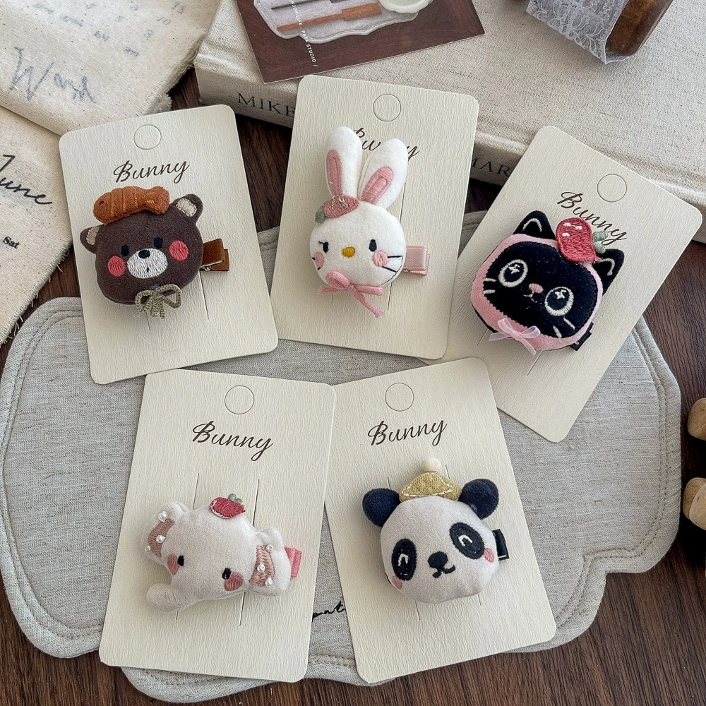 Cartoon Bunny Hair Clips for Girls Animal Side Clip Baby Hairpins Cute Hair Accessories Kids Panda Hair Tie Ponytail Holder