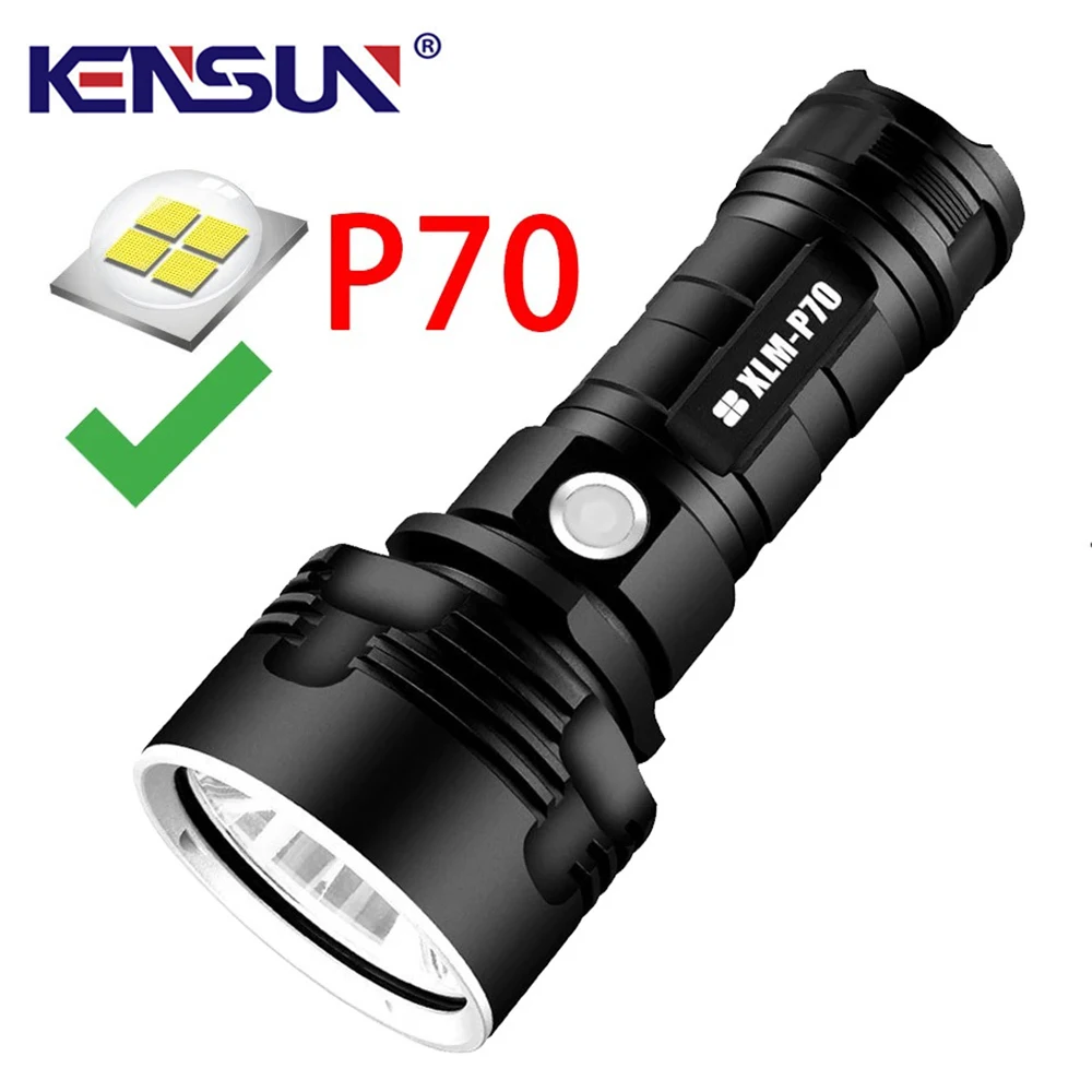 Ultra Bright Waterproof XHP70 Tactical Flashlight – USB Rechargeable Lantern for Camping and Outdoor Use