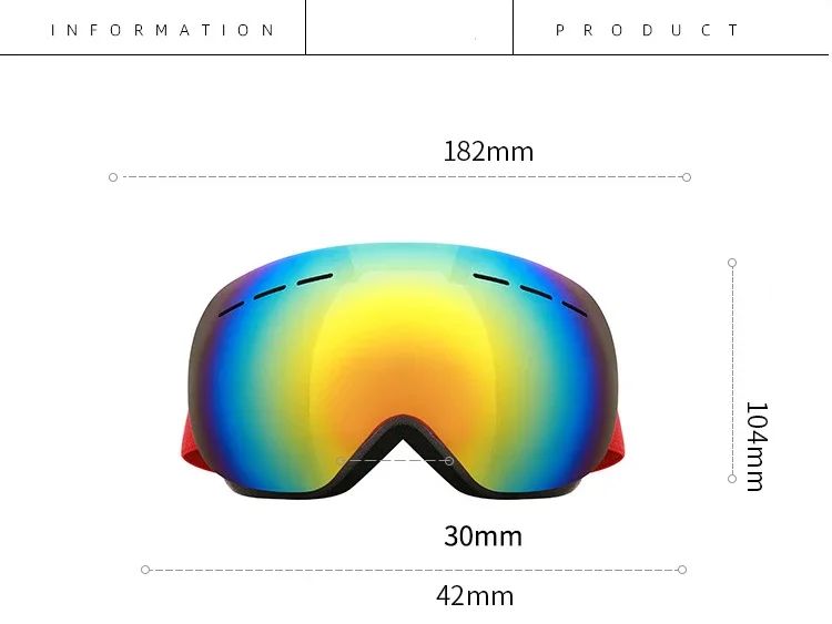 Anti Fog Custom Straps Wholesale Mirrored Snowboard Glasses EVA Case Sports Eyewear Sunglasses OEM Snow Ski Goggles