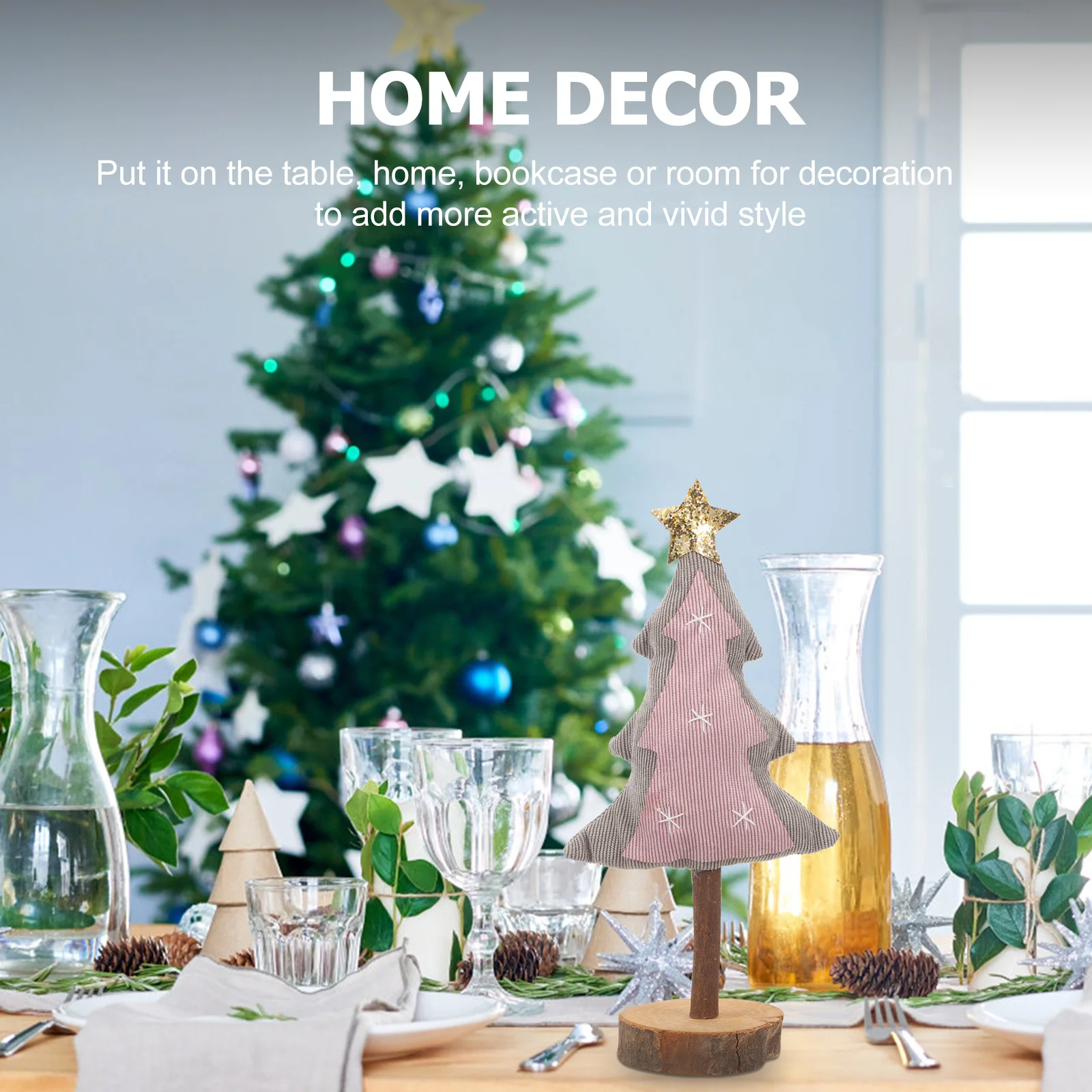 

Desktop Christmas Tree Decorative Small Xmas Tree Cloth Wood Material Home Office Restaurant Shop Decoration Xmas