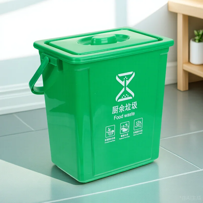 

10L Green Square Trash Can with Lid Kitchen Home Waste Compost Bucket Plastic Container Garbage Bin Small Pail Odor Blocking
