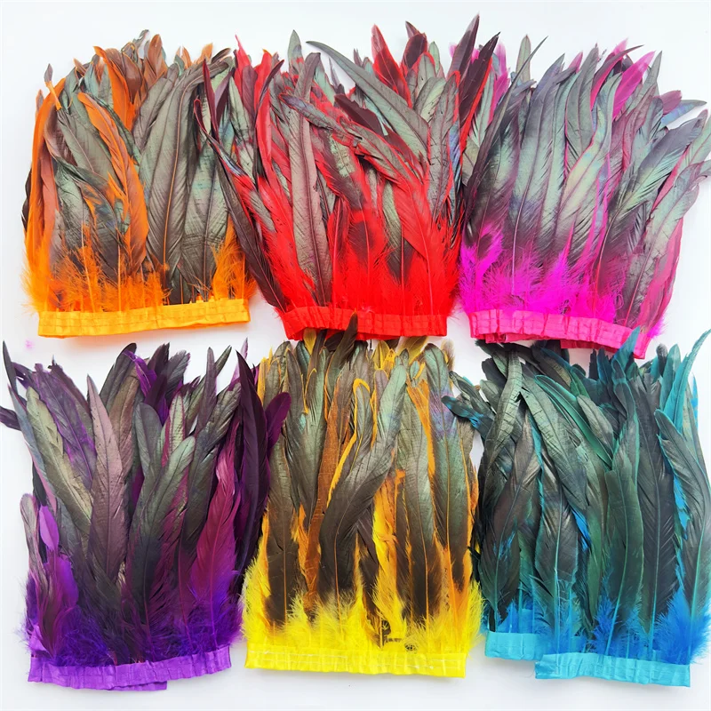 10Meter Rooster Feathers Trims 25-30cm Coque Feather Strung Chicken Feather Trimming Dress/Skirt /Costume Carnival Decoration