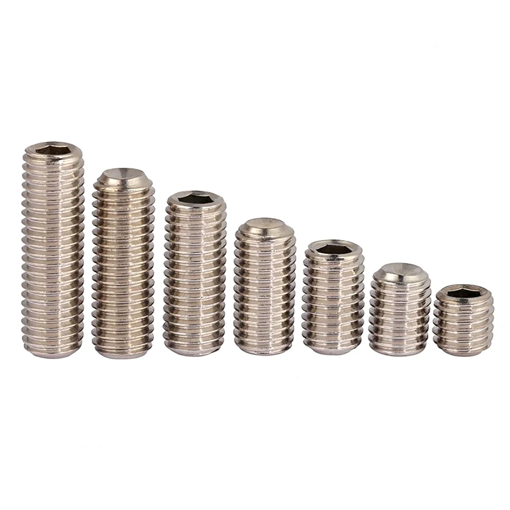 1/4-20 UNC 1/4-28 UNF DIN916 SUS304 Stainless Steel Hexagon Socket Set Screw with Cup Point Headless Allen Grub Bolts