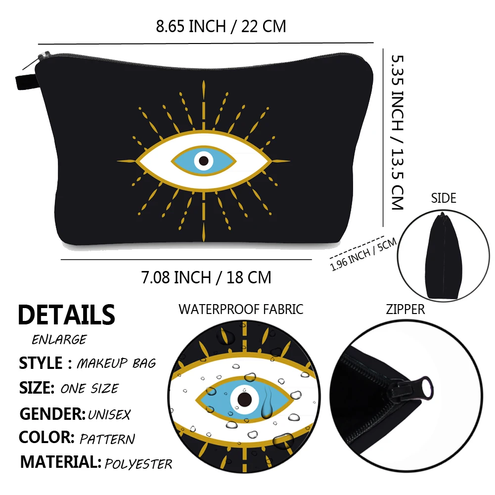 Turkish Blue Evil Eye Portable Women Travel Eco Storage Bags Toiletry Organizer Cosmetic Bags Female Lucky MakeUp Bags Custom