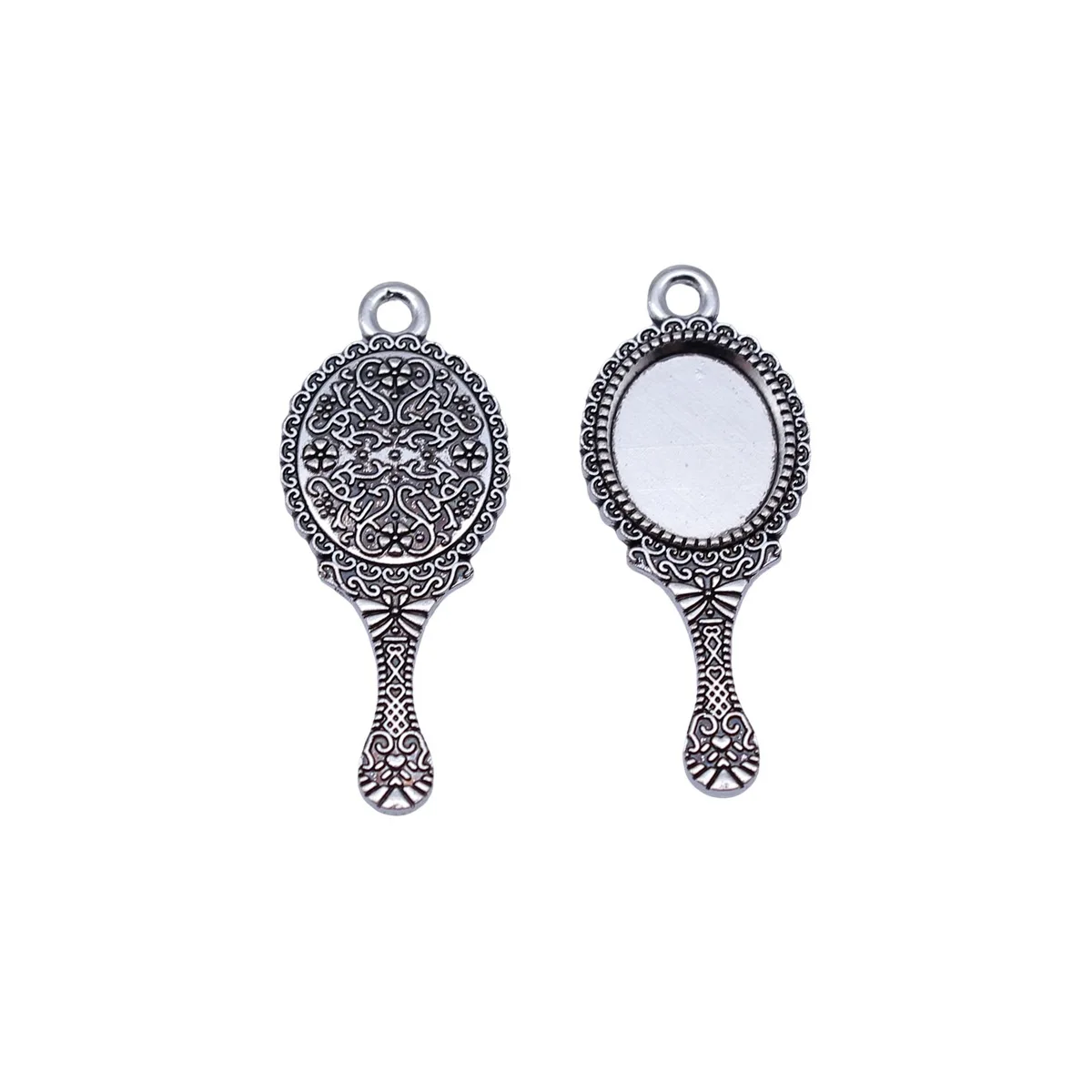 40pcs 34x14mm(1.34x0.55inch) Antique Silver Color Vintage Mirror Charms Pendants DIY Jewelry Making Accessories image 3