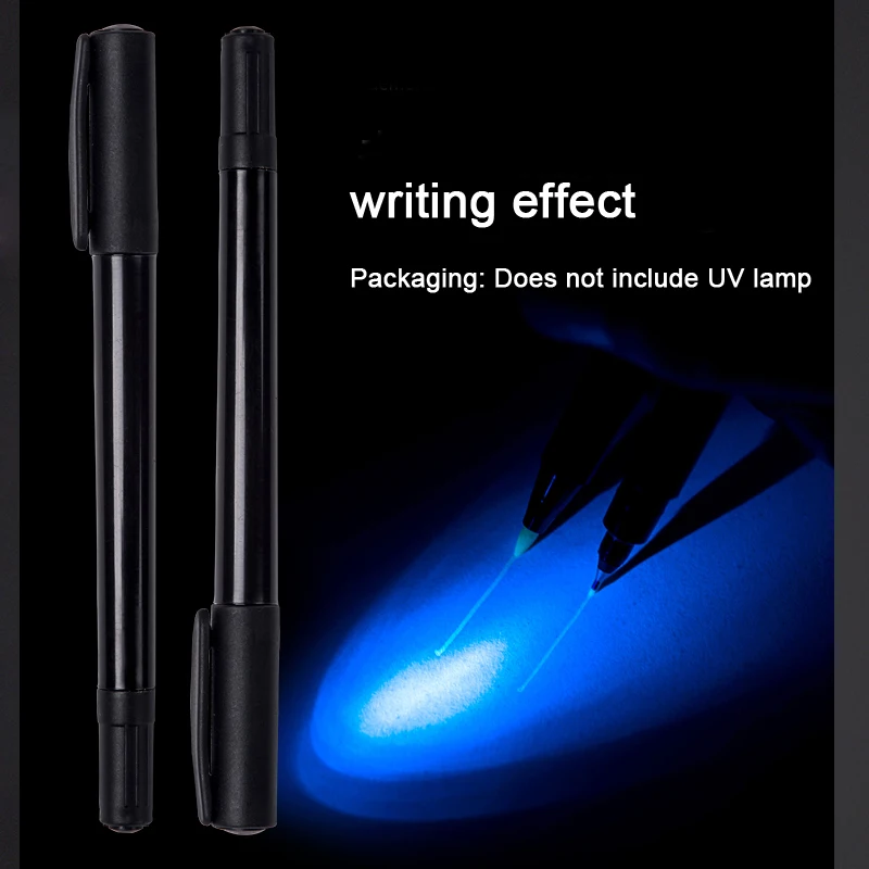 1pcs Invisible Fluorescent Pen UV Light Markers Pen Dual Tip  0.5mm/1.0mm Hidden Ink Pen Invisible Pen Children Spy Game Pen