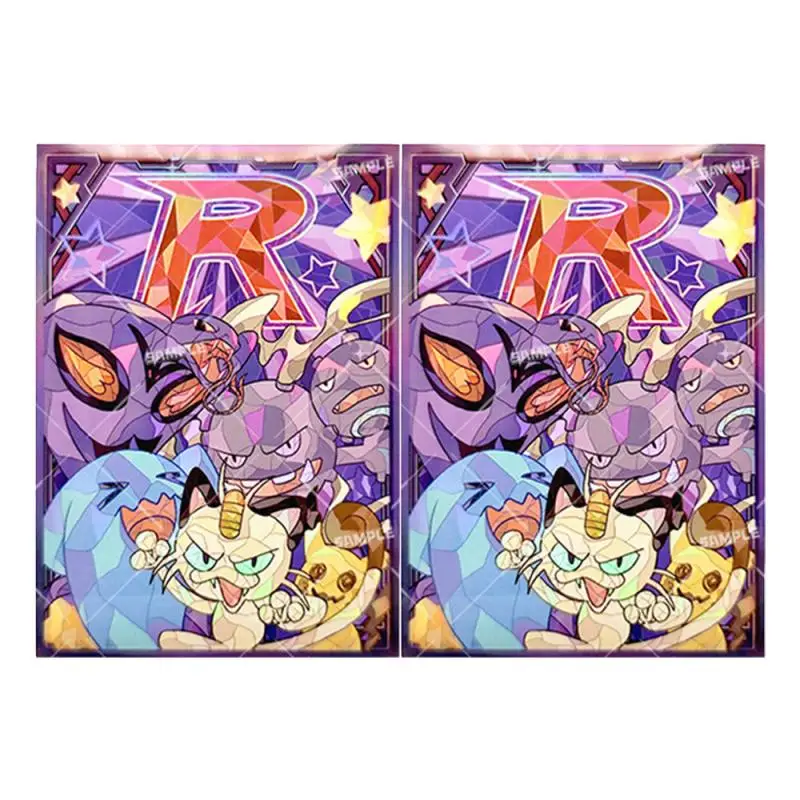 50Pcs/set Pokemon Card Sleeve Team Rocket Meowth Wobbuffet Anime Game Characters Laser Version Colorful Card Protective Cover