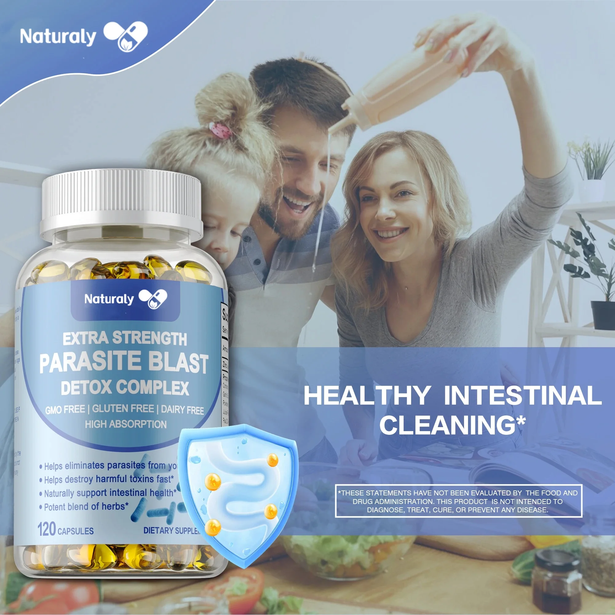 مجمع التخلص من السموم من انفجار الطفيل - يعزز الأمعاء والهاضمية ويحسن الجهاز المناعي والتمثيل الغذائي