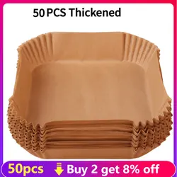 50pcs Air Fryer Paper Disposable Paper Parchment Wood Pulp Steamer Cheesecake Airfryer Tray Baking Paper bandeja freidora aire