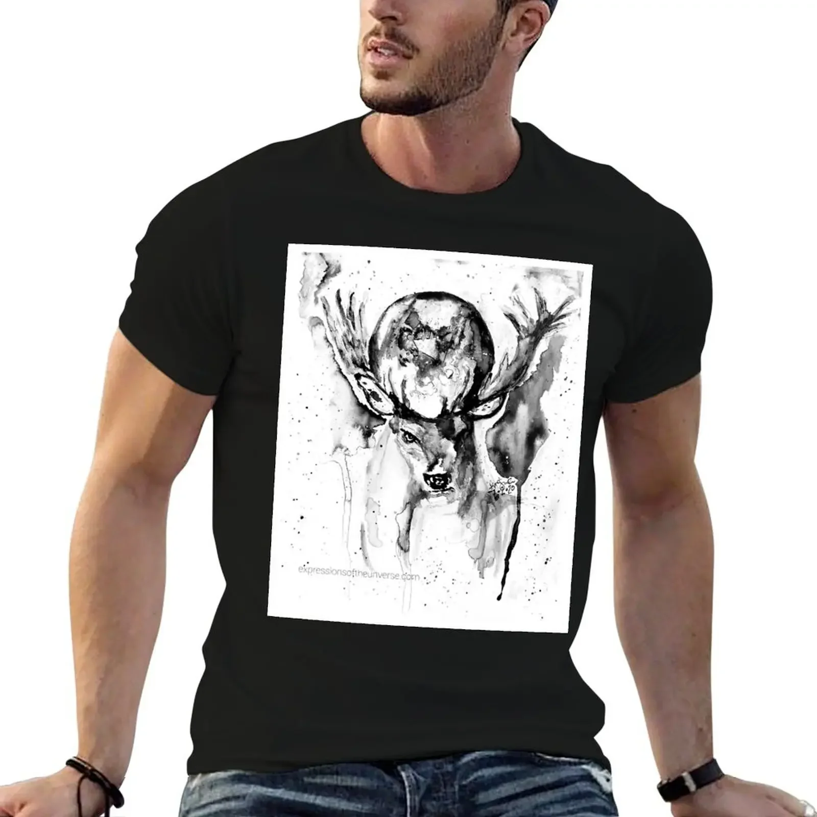 Full Buck Moon Black and White T-Shirt blanks custom t shirt mens shirts graphic tee