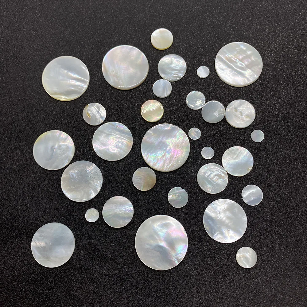 No Hole Natural Shell Beads Mother of Pearl Shell Ring Face Cabochon Beads for DIY Jewelry Making Necklace Earrings Accessories