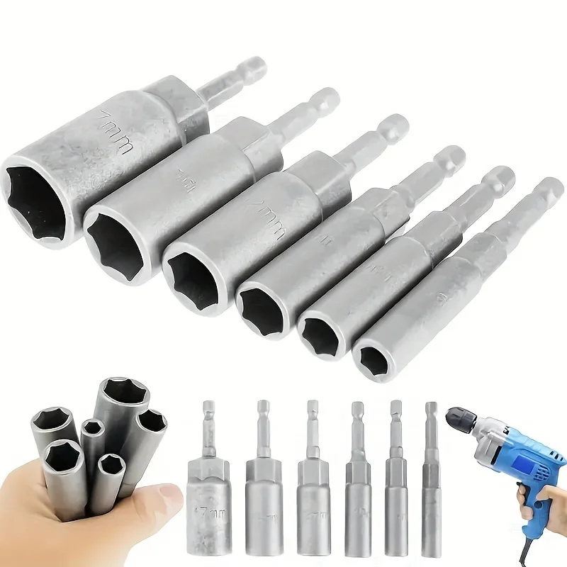 8pcs/10pcs Nut Driver Socket Set Metric Impact Grade Nut Setters with 6.35mm Hex Shank for Efficient Fastening and Loosening