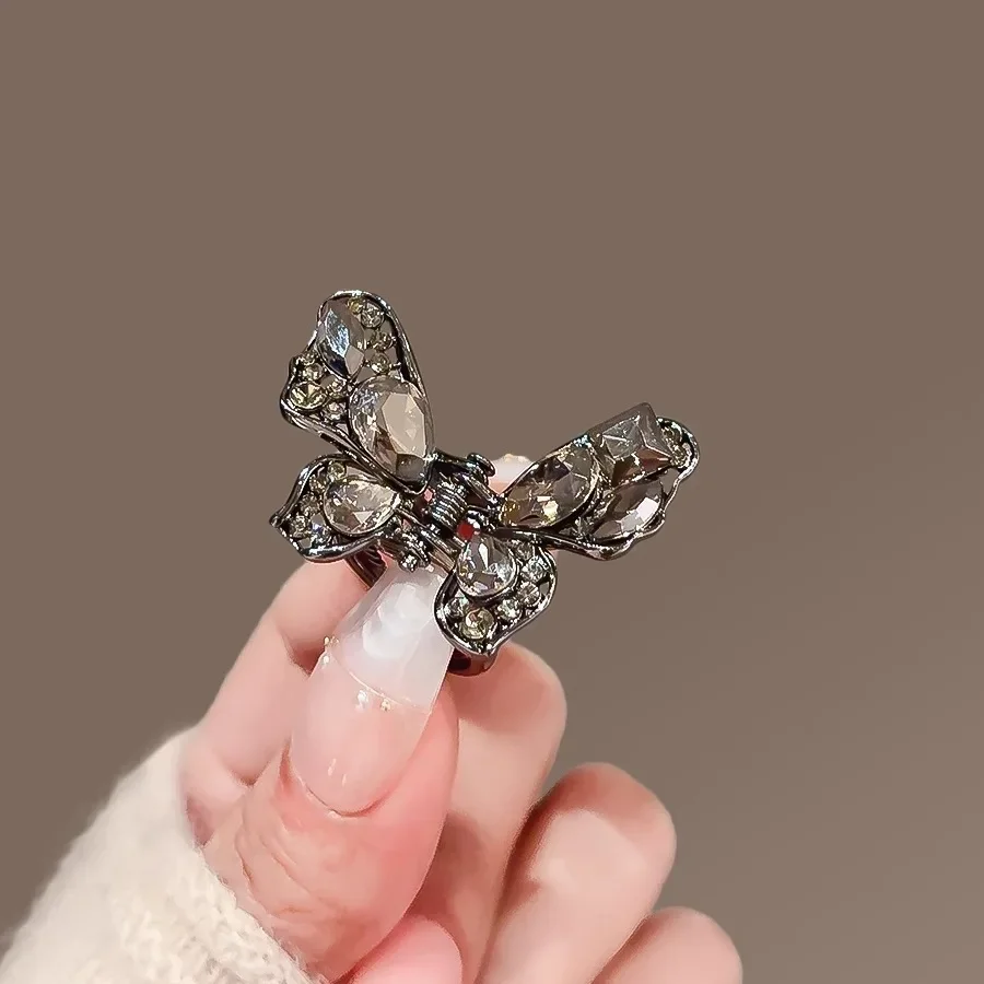 

Cute Black Crystal Butterfly Small Hair Claw High-end Women's Bangs Side Hair Grip Sweet Korean Hair Clip Fashion Top Clip