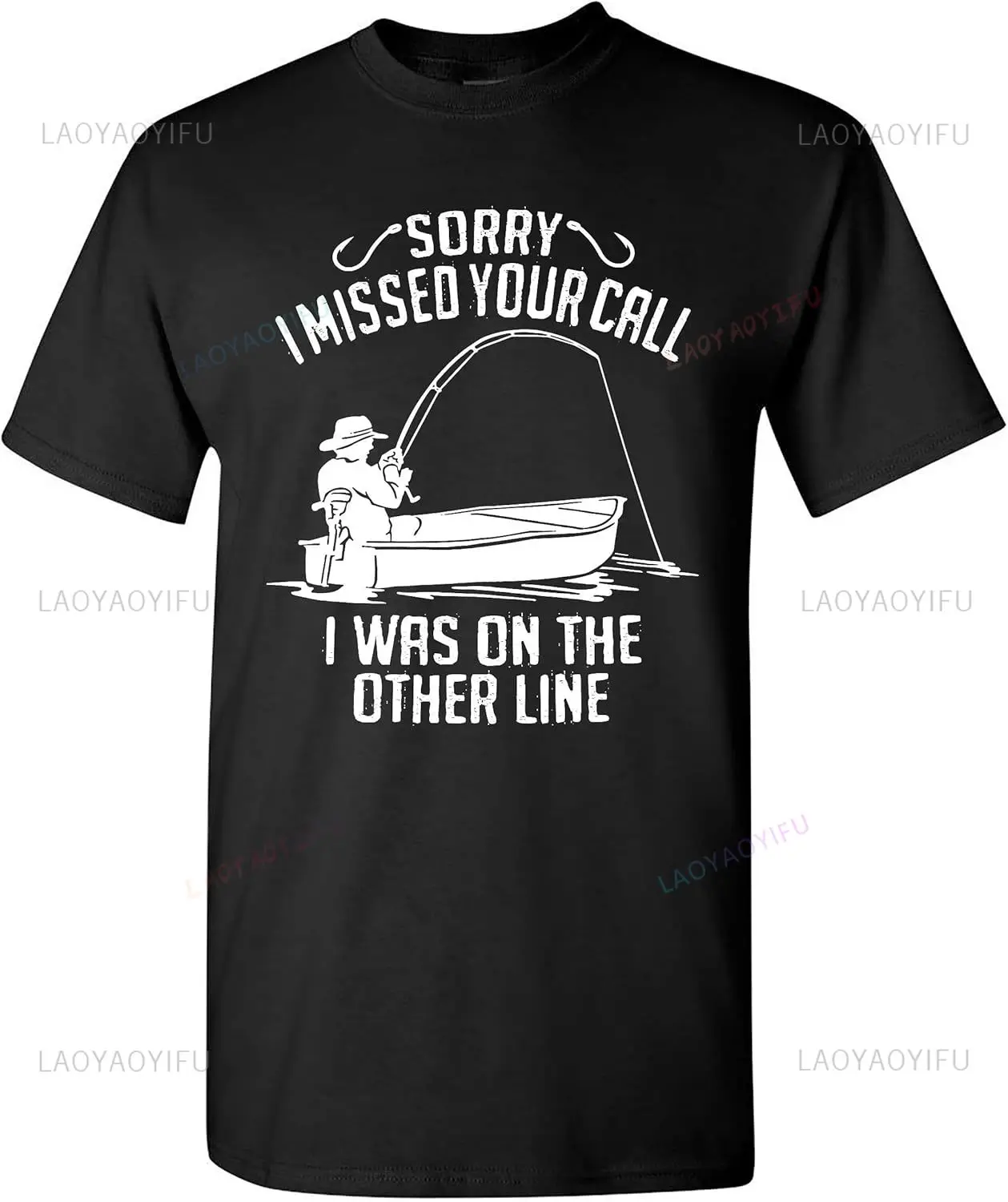 

Извините, я пропустил ваш звонок, я был на другой линии, футболка, рыбалка, забавный графический принт, Харадзюку, летняя футболка, повседневные свободные футболки