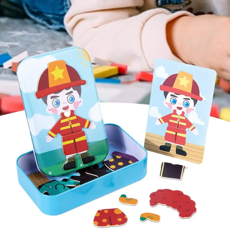 Kids Travel Puzzles Toys Learning And Education Magnetic Dress Up Dolls Character Dress Up Expression Change Puzzle For Kids