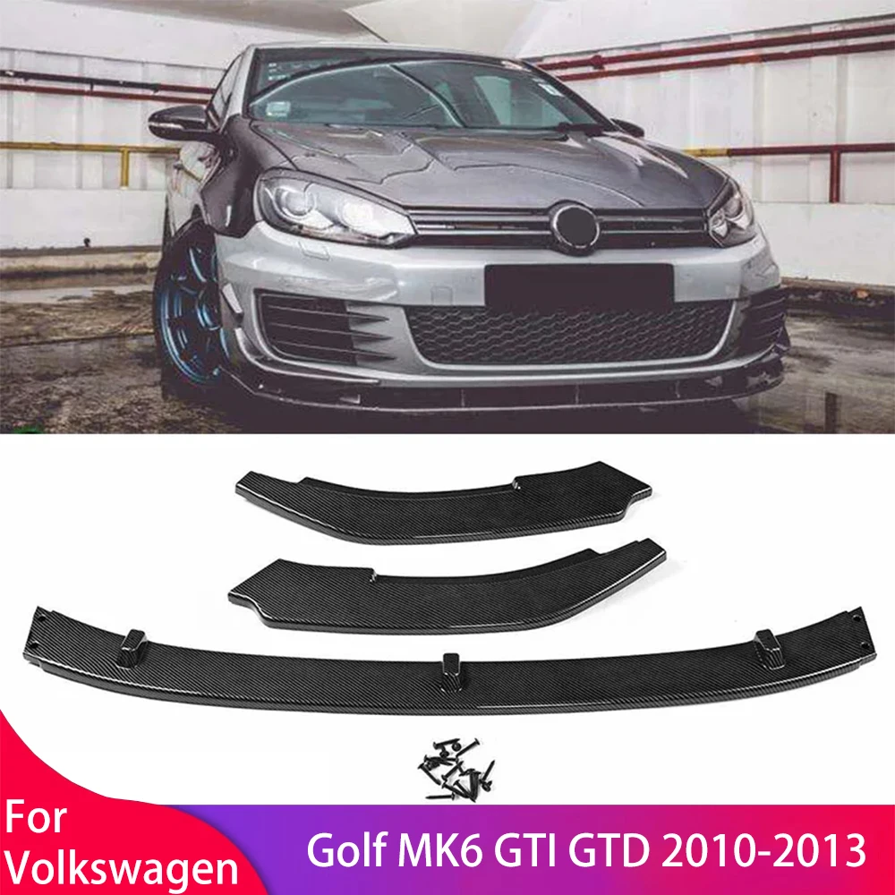 

Front Bumper Lip Spoiler Splitter Front Bumper Trim Cover Protector Diffuser for Volkswagen Golf MK6 GTI GTD 2010-2013 Auto Part