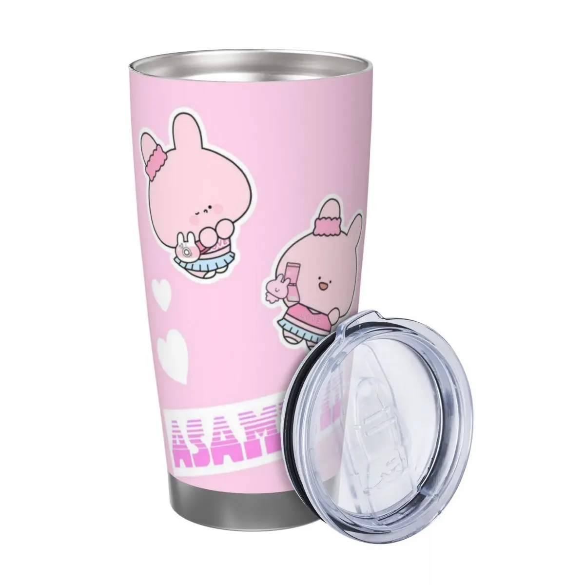 Asamimichaan Cute Asamimi 20oz Stainless Steel Car Mug Straw Thermal Iced Travel Cup Vacuum Insulated Coffee Hot Cup