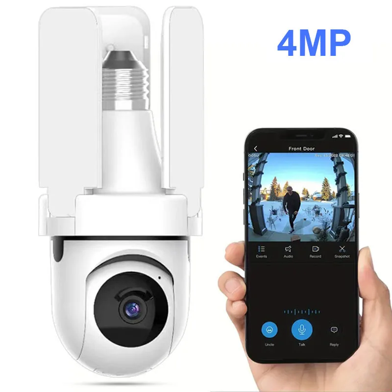 IPC360Home  APP 4MP 1440P E27 Lamp Holder PTZ IP Dome Camera Full Color AI Humanoid Detection Home Security CCTV Monitor