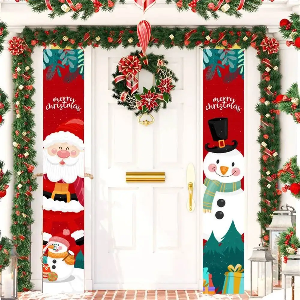

2Pc/Set Hanging Banner Santa Claus Snowman Walnut Guards Merry Christmas Door Ornament Decoration New Year 2025