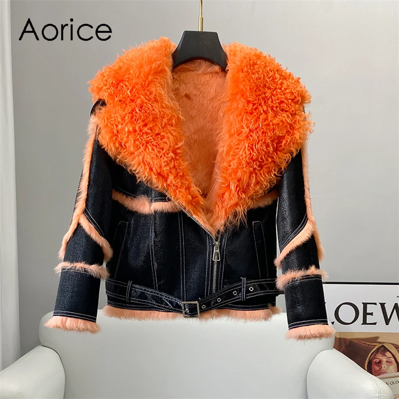 Aorice – manteau d'hiver en fourrure de lapin pour femme, veste à col, Parka grande taille, Trench, CT2110