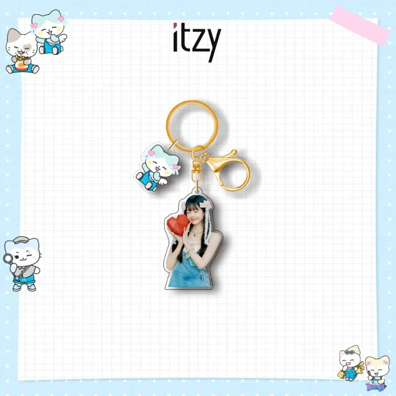 6Pcs Kpop ITZY Akrylowy brelok do kluczy Twinzy Cartoon Pendant Yeji Lia Ryujin Chaeryeong Yuna Brelok do kluczy HD Printing Bag Pendant Keyring