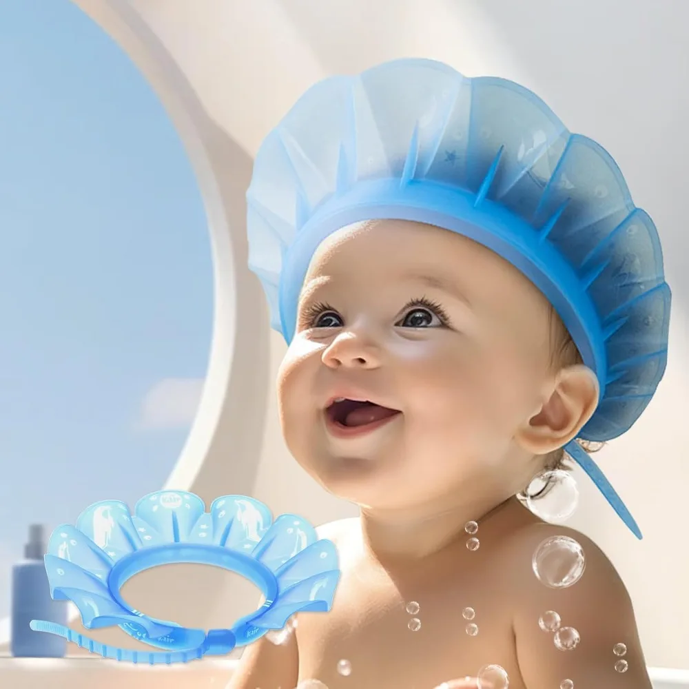 

Soft Baby Kids Shower Cap Adjustable Keep Water Out of Eyes & Ears Silicone Toddler Bath Visor Head Circumference 12.5"-19"