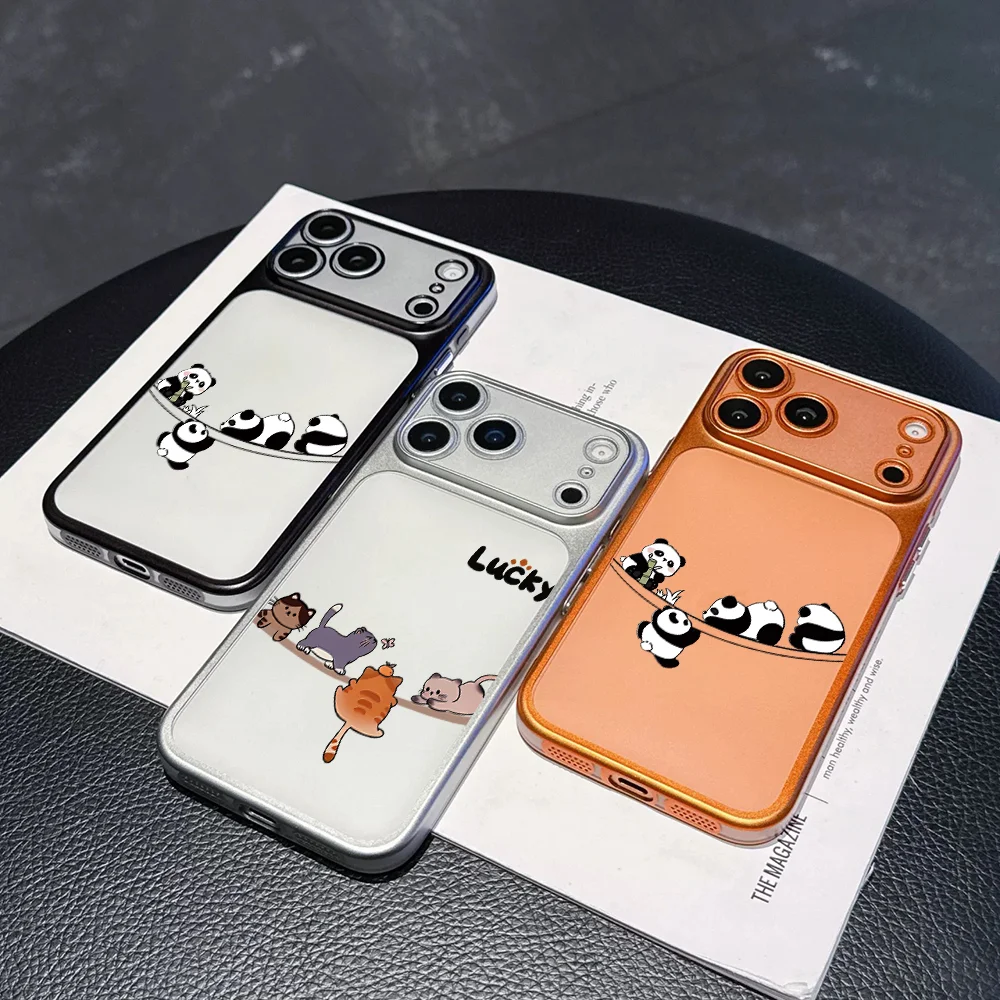 Einfache Kitten Panda Luxus Stoßfeste Hülle für iPhone 15 Pro Max Hüllen iPhone 11 12 13 14 16 17 Pro Max Lucky TPU Plating Coque – Detail 1