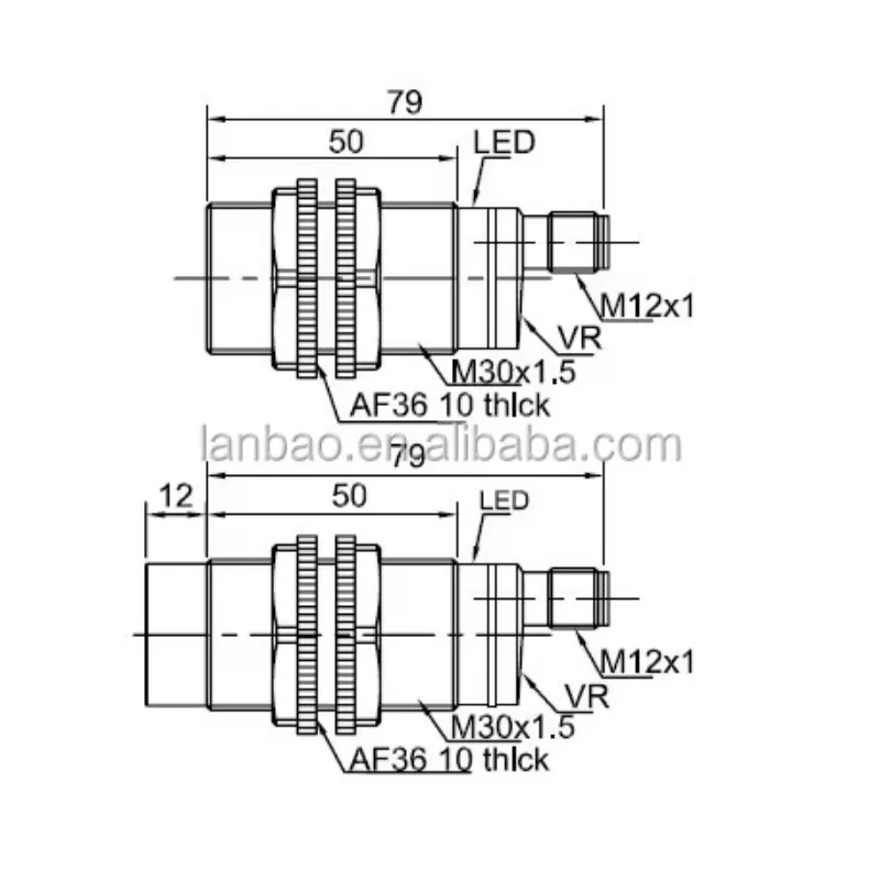 M30 Plastic Capacitive Proximity Sensor Switch DC 3/4 Wires 15mm Sensing Distance IP67 Protection for Poultry Feed Conveying