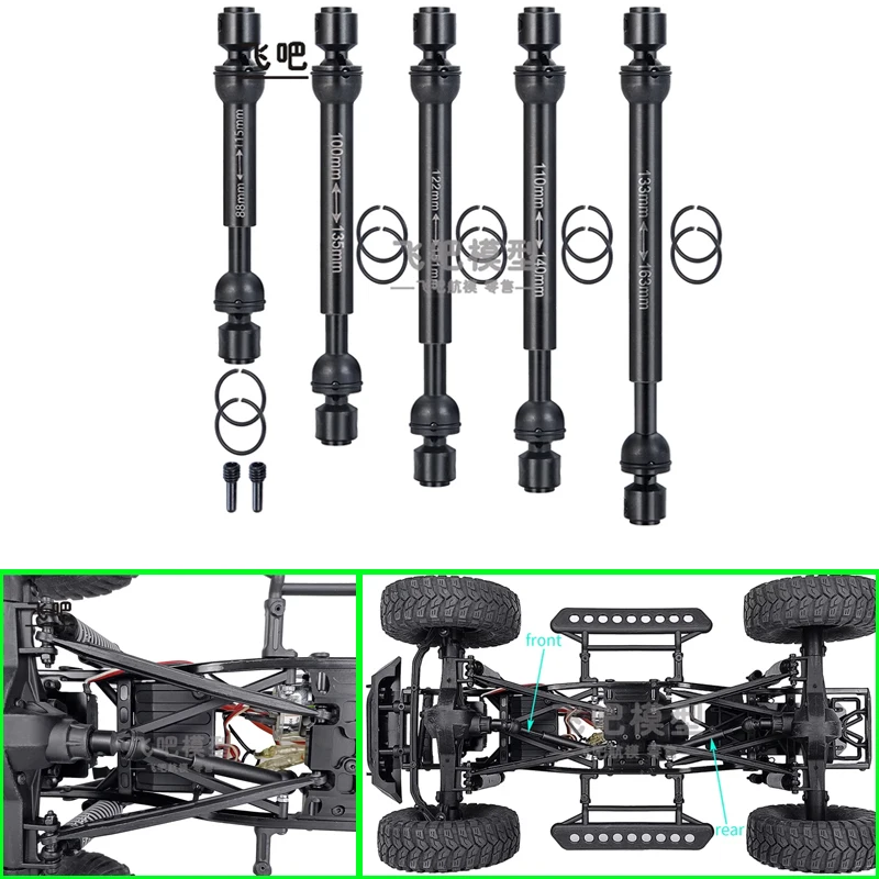 Giunto universale dell'albero di trasmissione in metallo 88-163mm accessori CVD per 1/10 RC Crawler Car TRX4 Defender AXIAL SCX10 90046 RC4WD Wraith